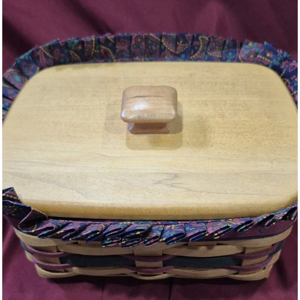 Vintage 1996 Longaberger Father's Day Address Basket Combo Lid Liner EUC